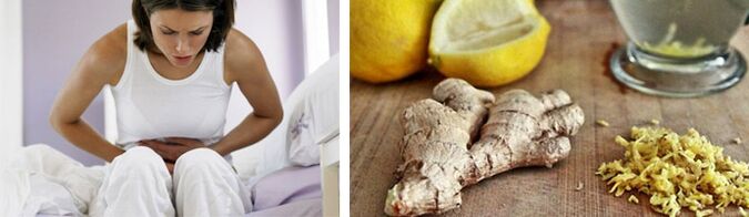 abdominal pain with parasites and ginger with lemon to remove